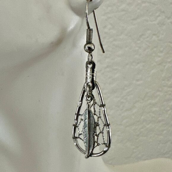 Dreamcatcher Feather Drop Earrings - Picture 3 of 7